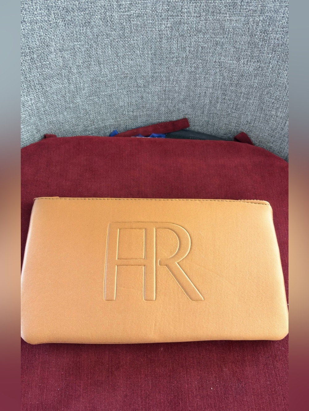 New Chic Tan Faux Leather Makeup Pouch / Cosmetic Bag-10”x5”